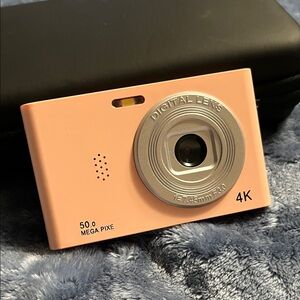 Pink 4K Digital Camera with Silver Lens